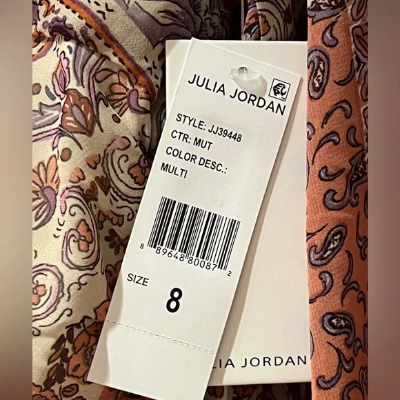 JULIA JORDAN V Neck Paisley Fit and Flare Dress Size 8. NWT - Picture 8 of 11